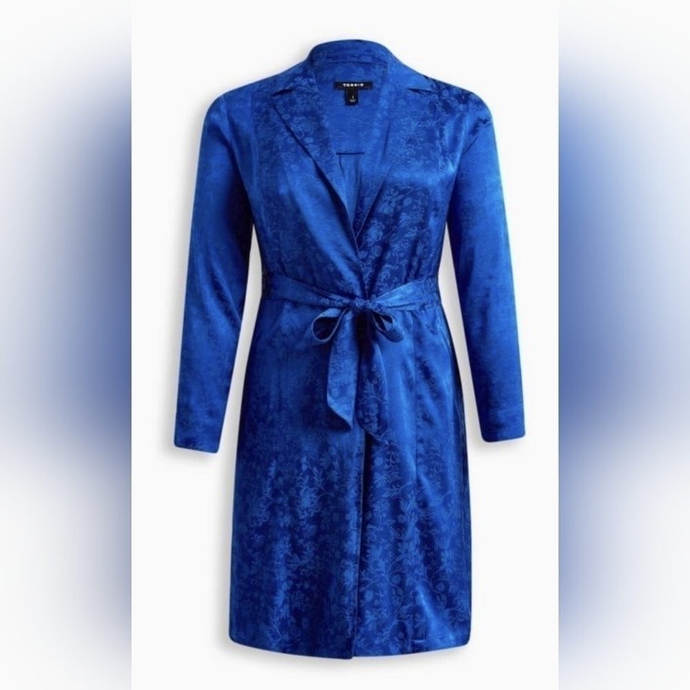 NWT Torrid Blue Jacquard Trench Coat Size 3X / 22-24